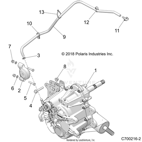 An Image of a Genuine Polaris Parts Schematic Diagram showing the schematic - DRIVE TRAIN: MAIN GEARCASE MOUNTING - 2025 POLARIS RZR 900 TRAIL SPORT