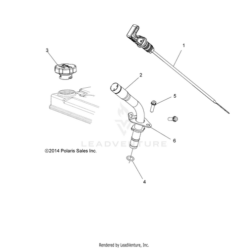 An Image of a Genuine Polaris Parts Schematic Diagram showing the schematic - ENGINE: OIL DIPSTICK - 2016 POLARIS RZR 4 900