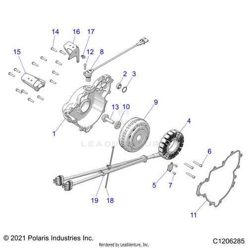 An Image of a Genuine Polaris Parts Schematic Diagram showing the schematic - ENGINE: STATOR AND FLYWHEEL - 2024 POLARIS RZR PRO XP 4 PREMIUM