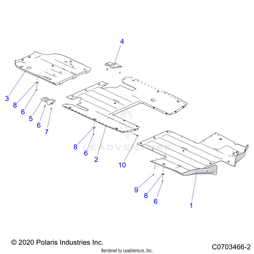 An Image of a Genuine Polaris Parts Schematic Diagram showing the schematic - CHASSIS: SKID PLATES - 2022 POLARIS RZR PRO R 4 SPORT
