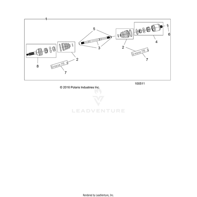 An Image of a Genuine Polaris Parts Schematic Diagram showing the schematic - DRIVE TRAIN: REAR HALF SHAFT - 2017 POLARIS RZR 570
