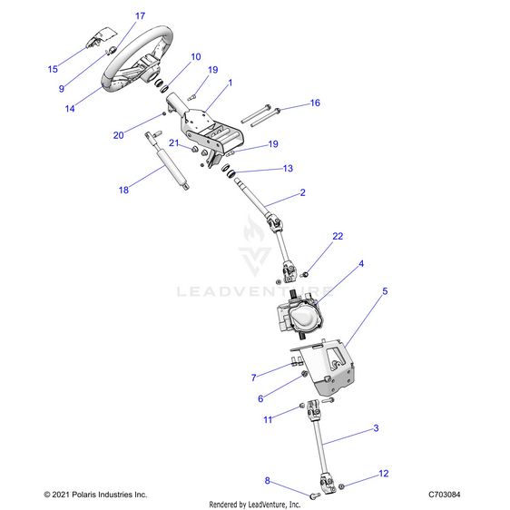 An Image of a Genuine Polaris Parts Schematic Diagram showing the schematic - STEERING: POWER STEERING ASM. - 2023 POLARIS RZR XP 1000 PREMIUM