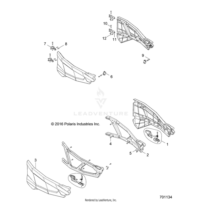 An Image of a Genuine Polaris Parts Schematic Diagram showing the schematic - BODY: DOORS - 2018 POLARIS RZR S 900