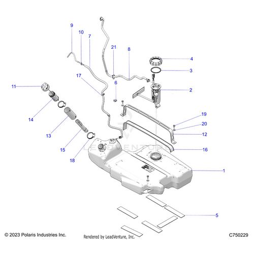 An Image of a Genuine Polaris Parts Schematic Diagram showing the schematic - FUEL: SYSTEM STD. - 2025 POLARIS RZR PRO R RACE REPLICA LE EVAP