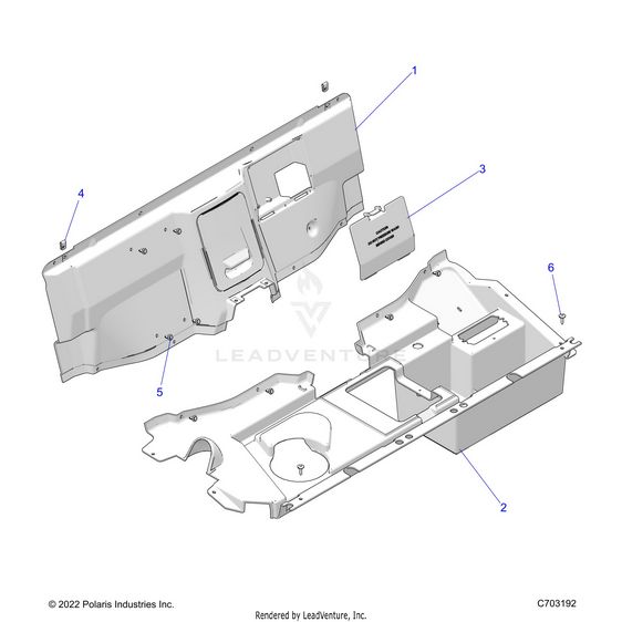 An Image of a Genuine Polaris Parts Schematic Diagram showing the schematic - BODY: REAR CLOSEOFF - 2023 POLARIS RZR XP 1000 SPORT