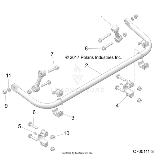 An Image of a Genuine Polaris Parts Schematic Diagram showing the schematic - SUSPENSION: REAR STABILIZER BAR - 2020 POLARIS RZR RS1