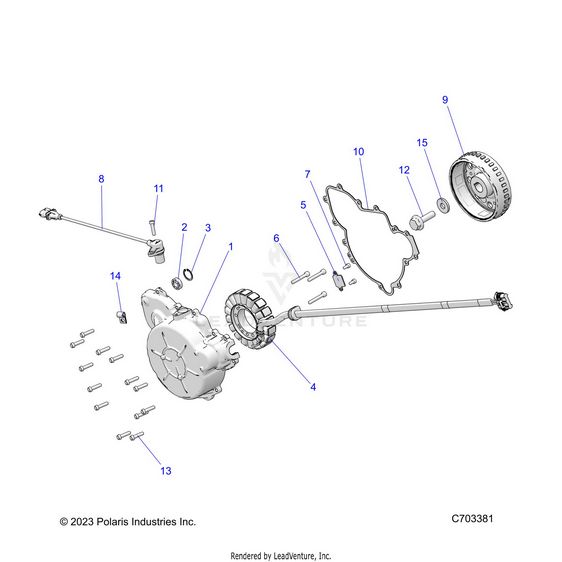 An Image of a Genuine Polaris Parts Schematic Diagram showing the schematic - ENGINE: STATOR AND FLYWHEEL - 2020 POLARIS RZR XP 4 1000