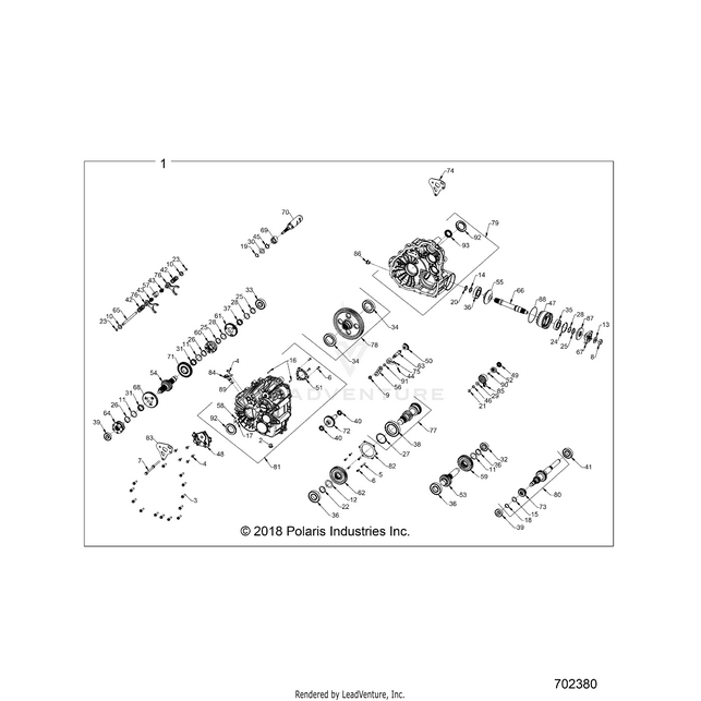 An Image of a Genuine Polaris Parts Schematic Diagram showing the schematic - DRIVE TRAIN: MAIN GEARCASE INTERNALS - 2018 POLARIS RZR XP TURBO S