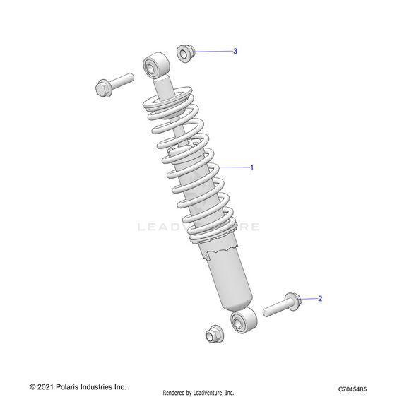 An Image of a Genuine Polaris Parts Schematic Diagram showing the schematic - SUSPENSION: SHOCK FRONT - 2026 POLARIS RZR 200 EVAP