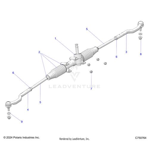 An Image of a Genuine Polaris Parts Schematic Diagram showing the schematic - STEERING: GEAR BOX - 2026 POLARIS RZR PRO XP SPORT