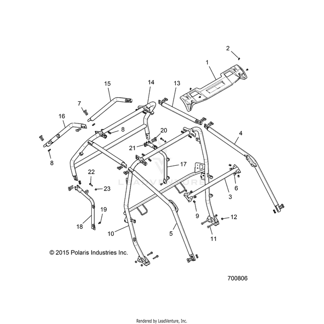 An Image of a Genuine Polaris Parts Schematic Diagram showing the schematic - CHASSIS: CAB FRAME - 2017 POLARIS RZR XP 4 1000