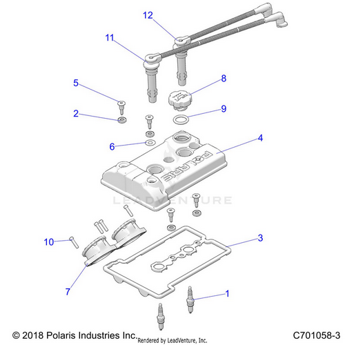 An Image of a Genuine Polaris Parts Schematic Diagram showing the schematic - ENGINE: THROTTLE BODY AND VALVE COVER - 2020 POLARIS RZR TURBO S