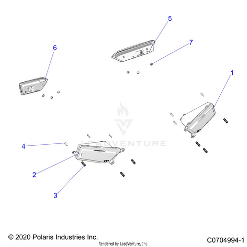 An Image of a Genuine Polaris Parts Schematic Diagram showing the schematic - ELECTRICAL: HEADLIGHTS AND TAILLIGHTS - 2024 POLARIS RZR 900 TRAIL SPORT