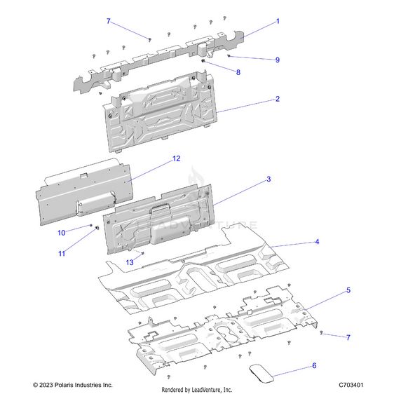 An Image of a Genuine Polaris Parts Schematic Diagram showing the schematic - BODY: REAR CLOSEOFF CENTER PANELS - 2024 POLARIS RZR PRO R 4 ULTIMATE