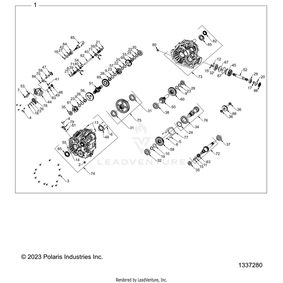 An Image of a Genuine Polaris Parts Schematic Diagram showing the schematic - DRIVE TRAIN: MAIN GEARCASE INTERNALS - 2024 POLARIS RZR XP 1000 SPORT