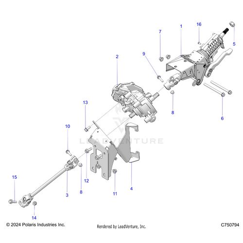 An Image of a Genuine Polaris Parts Schematic Diagram showing the schematic - STEERING: STEERING ASM - 2026 POLARIS RZR PRO XP ULTIMATE