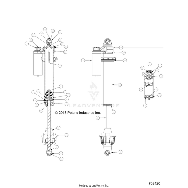 An Image of a Genuine Polaris Parts Schematic Diagram showing the schematic - SUSPENSION: FRONT SHOCK INTERNALS - 2018 POLARIS RZR XP 1000