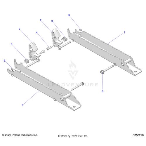 An Image of a Genuine Polaris Parts Schematic Diagram showing the schematic - BODY: SEAT MOUNTING PASSENGER - 2025 POLARIS RZR PRO R ULTIMATE