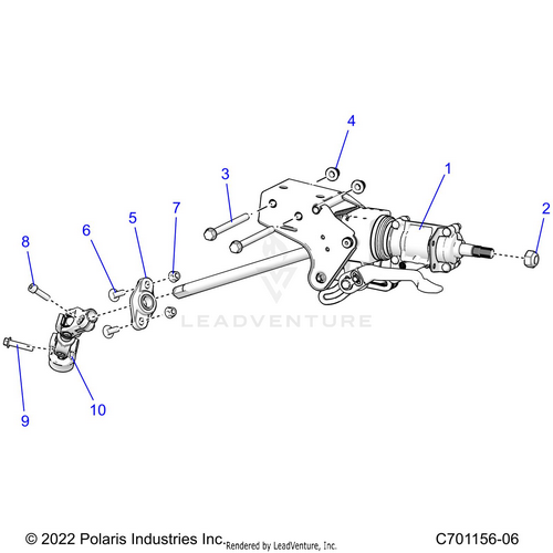 An Image of a Genuine Polaris Parts Schematic Diagram showing the schematic - STEERING: LINKAGE TILT AND RELATED PREMIUM - 2023 POLARIS RZR PRO R ULTIMATE TROY LEE DESIGNS