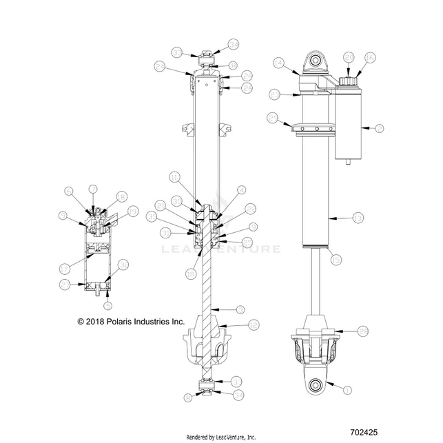 An Image of a Genuine Polaris Parts Schematic Diagram showing the schematic - SUSPENSION: FRONT SHOCK INTERNALS - 2018 POLARIS RZR XP 4 1000