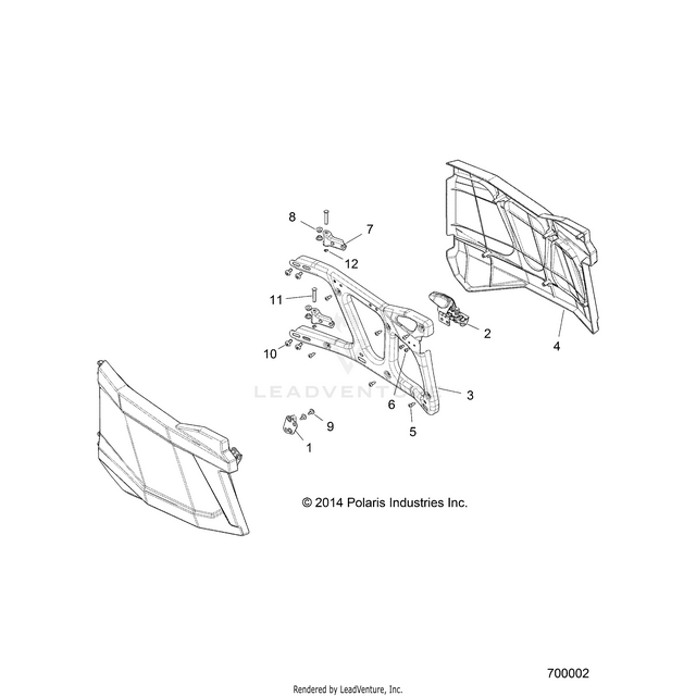 An Image of a Genuine Polaris Parts Schematic Diagram showing the schematic - BODY: DOORS REAR - 2018 POLARIS RZR 4 900