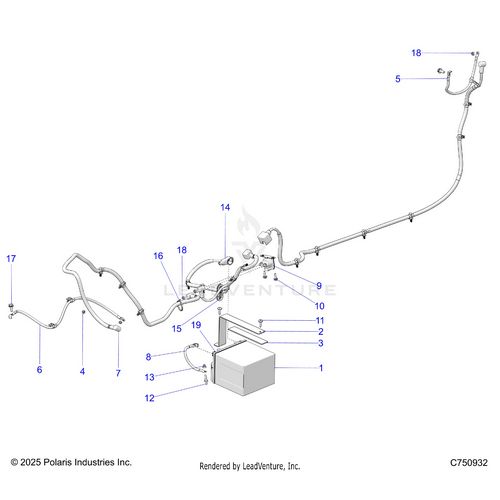 An Image of a Genuine Polaris Parts Schematic Diagram showing the schematic - ELECTRICAL: BATTERY AND RELATED - 2026 POLARIS RZR PRO XP SPORT