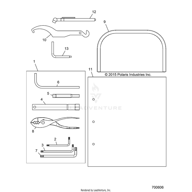 An Image of a Genuine Polaris Parts Schematic Diagram showing the schematic - REFERENCES: OWNERS MANUAL AND TOOL KIT - 2019 POLARIS RZR XP TURBO