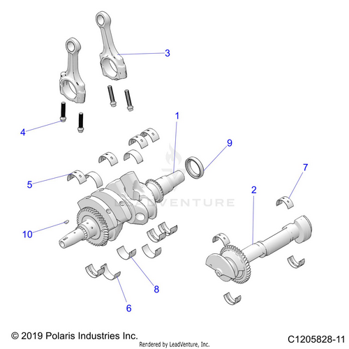 An Image of a Genuine Polaris Parts Schematic Diagram showing the schematic - ENGINE: CRANKSHAFT AND BEARINGS - 2022 POLARIS RZR PRO XP 4 SPORT