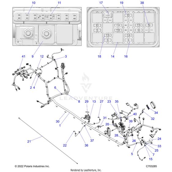 An Image of a Genuine Polaris Parts Schematic Diagram showing the schematic - ELECTRICAL: WIRE HARNESS CHASSIS  - 2023 POLARIS RZR PRO XP 4 ULTIMATE