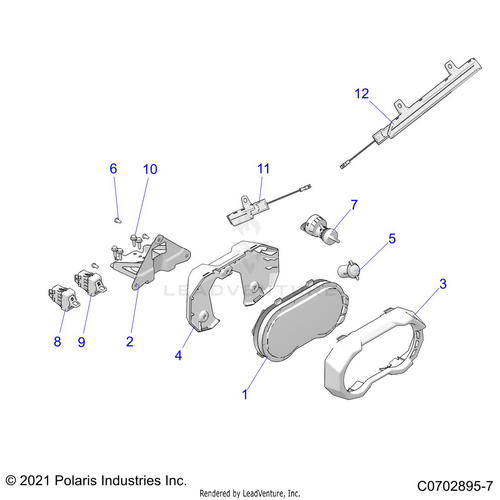 An Image of a Genuine Polaris Parts Schematic Diagram showing the schematic - ELECTRICAL: DASH INSTRUMENTS AND CONTROLS - 2021 POLARIS RZR PRO XP 4 ULTIMATE