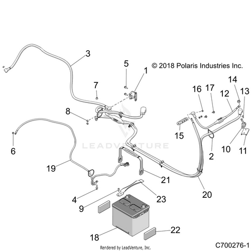 An Image of a Genuine Polaris Parts Schematic Diagram showing the schematic - ELECTRICAL: BATTERY - 2022 POLARIS RZR XP 1000 TRAILS & ROCKS