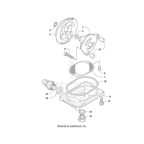 Exploded diagram of a mechanical assembly with labeled gears, bolts, a gasket, and a sensor. Includes the Arctic Cat Bolt Wash 5*12 (Rb 3307-047) among various OEM parts for easy identification.