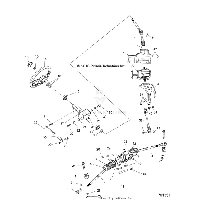 An Image of a Genuine Polaris Parts Schematic Diagram showing the schematic - STEERING: STEERING ASM. - 2017 POLARIS RZR 570 S