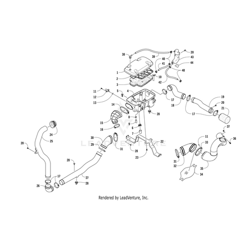Exploded diagram of a vehicle air intake system with labeled components for easy assembly—perfect for sourcing OEM Arctic Cat parts or referencing Protective Foil by Arctic Cat.