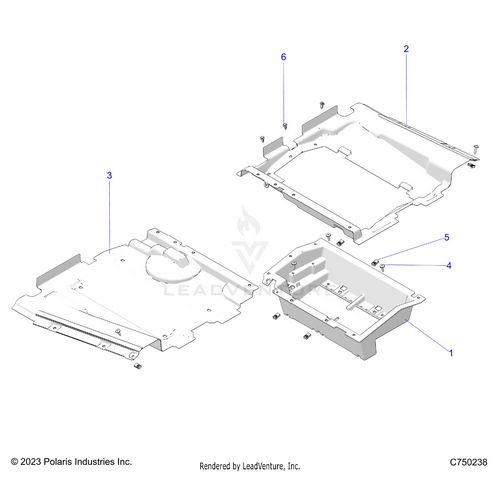 An Image of a Genuine Polaris Parts Schematic Diagram showing the schematic - BODY: FLOOR PANELS UNDERSEAT - 2025 POLARIS RZR PRO S PREMIUM