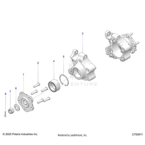 An Image of a Genuine Polaris Parts Schematic Diagram showing the schematic - SUSPENSION: REAR CARRIER AND HUB - 2026 POLARIS RZR XP S 4 1000 SPORT