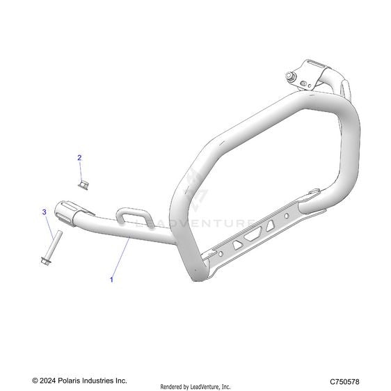 An Image of a Genuine Polaris Parts Schematic Diagram showing the schematic - ACCESSORY: BUMPER AND RELATED - 2026 POLARIS RZR XP 4 1000 ULTIMATE