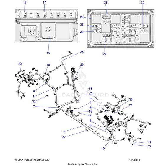 An Image of a Genuine Polaris Parts Schematic Diagram showing the schematic - ELECTRICAL: WIRE HARNESS CHASSIS ULTIMATE LE - 2022 POLARIS RZR PRO XP PREMIUM/EVAP