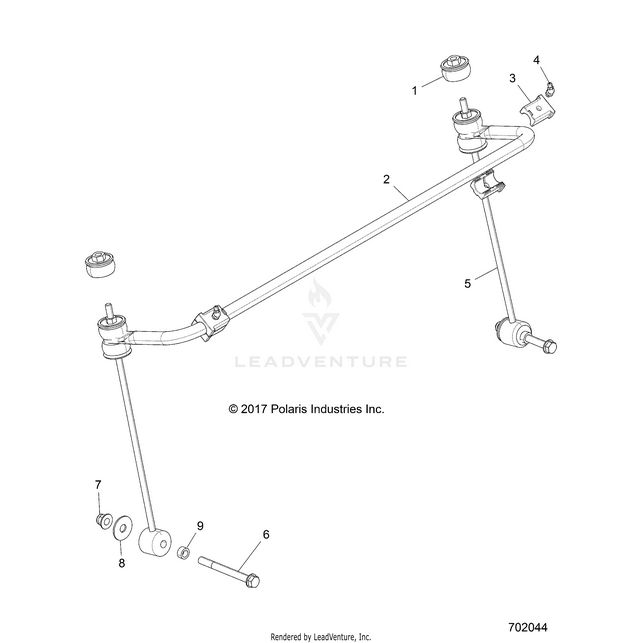 An Image of a Genuine Polaris Parts Schematic Diagram showing the schematic - SUSPENSION: STABILIZER BAR FRONT - 2018 POLARIS RZR 570 EPS