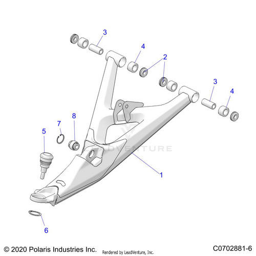 An Image of a Genuine Polaris Parts Schematic Diagram showing the schematic - SUSPENSION: FRONT CONTROL ARMS LOWER - 2024 POLARIS RZR TURBO R PREMIUM