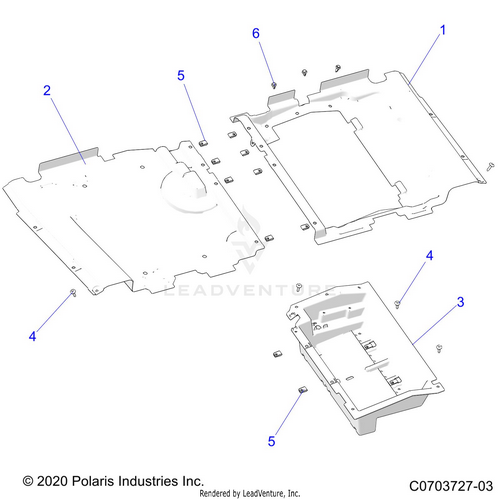 An Image of a Genuine Polaris Parts Schematic Diagram showing the schematic - BODY: FLOOR PANELS UNDERSEAT - 2024 POLARIS RZR PRO R ULTIMATE