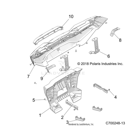 An Image of a Genuine Polaris Parts Schematic Diagram showing the schematic - BODY: REAR BUMPER - 2019 POLARIS RZR XP 4 TURBO S VELOCITY