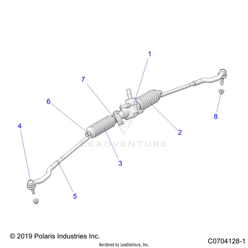 An Image of a Genuine Polaris Parts Schematic Diagram showing the schematic - STEERING: RACK AND PINION - 2021 POLARIS RZR XP TURBO