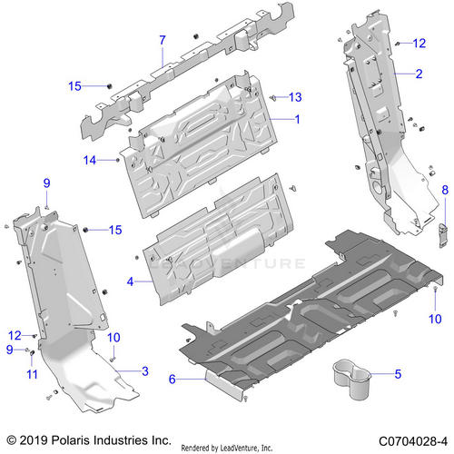 An Image of a Genuine Polaris Parts Schematic Diagram showing the schematic - BODY: REAR CLOSEOFF - 2022 POLARIS RZR PRO XP 4 SPORT