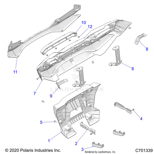 An Image of a Genuine Polaris Parts Schematic Diagram showing the schematic - BODY: REAR BUMPER - 2021 POLARIS RZR XP 4 1000