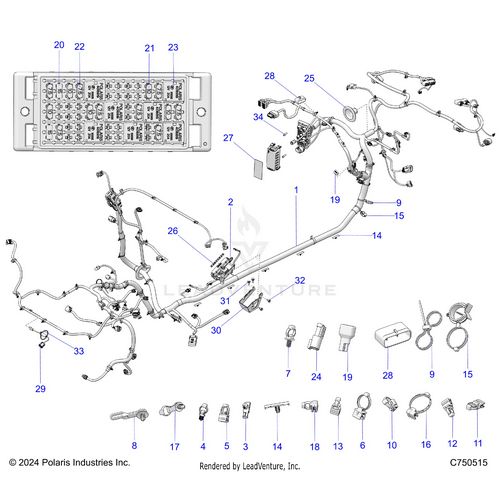 An Image of a Genuine Polaris Parts Schematic Diagram showing the schematic - ELECTRICAL: WIRE HARNESS CHASSIS - 2025 POLARIS RZR PRO XP ULTIMATE