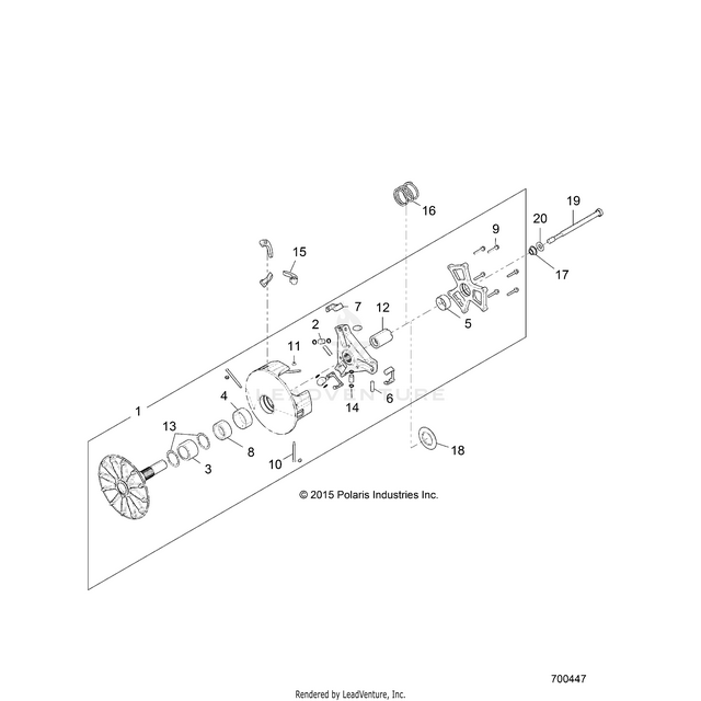 An Image of a Genuine Polaris Parts Schematic Diagram showing the schematic - DRIVE TRAIN: PRIMARY CLUTCH - 2016 POLARIS RZR XP 4 TURBO