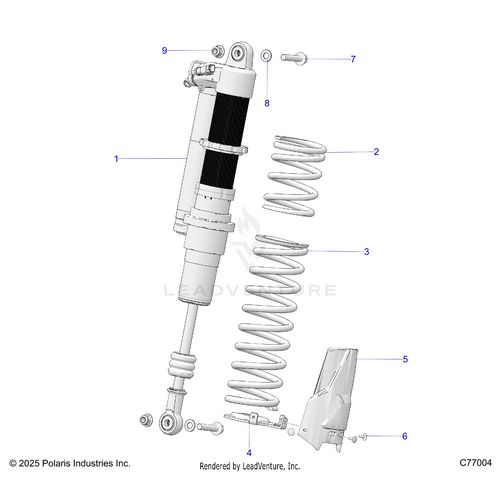 An Image of a Genuine Polaris Parts Schematic Diagram showing the schematic - SUSPENSION: REAR SHOCK - 2026 POLARIS RZR PRO R RACE