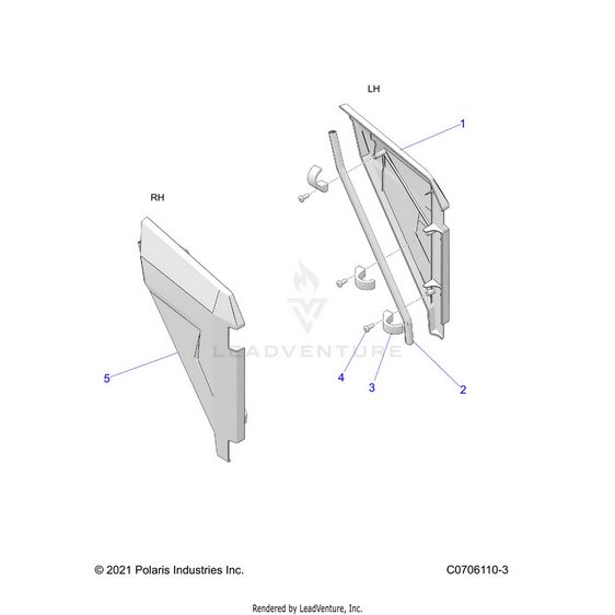 An Image of a Genuine Polaris Parts Schematic Diagram showing the schematic - BODY: DOORS BOLSTER - 2022 POLARIS RZR XP 1000 HIGH LIFTER