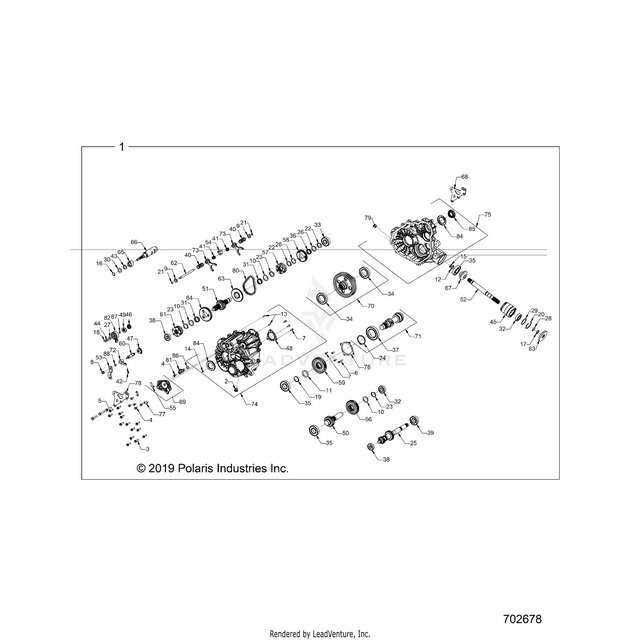 An Image of a Genuine Polaris Parts Schematic Diagram showing the schematic - DRIVE TRAIN: MAIN GEARCASE INTERNALS - 2021 POLARIS RZR TRAIL S 1000 EPS